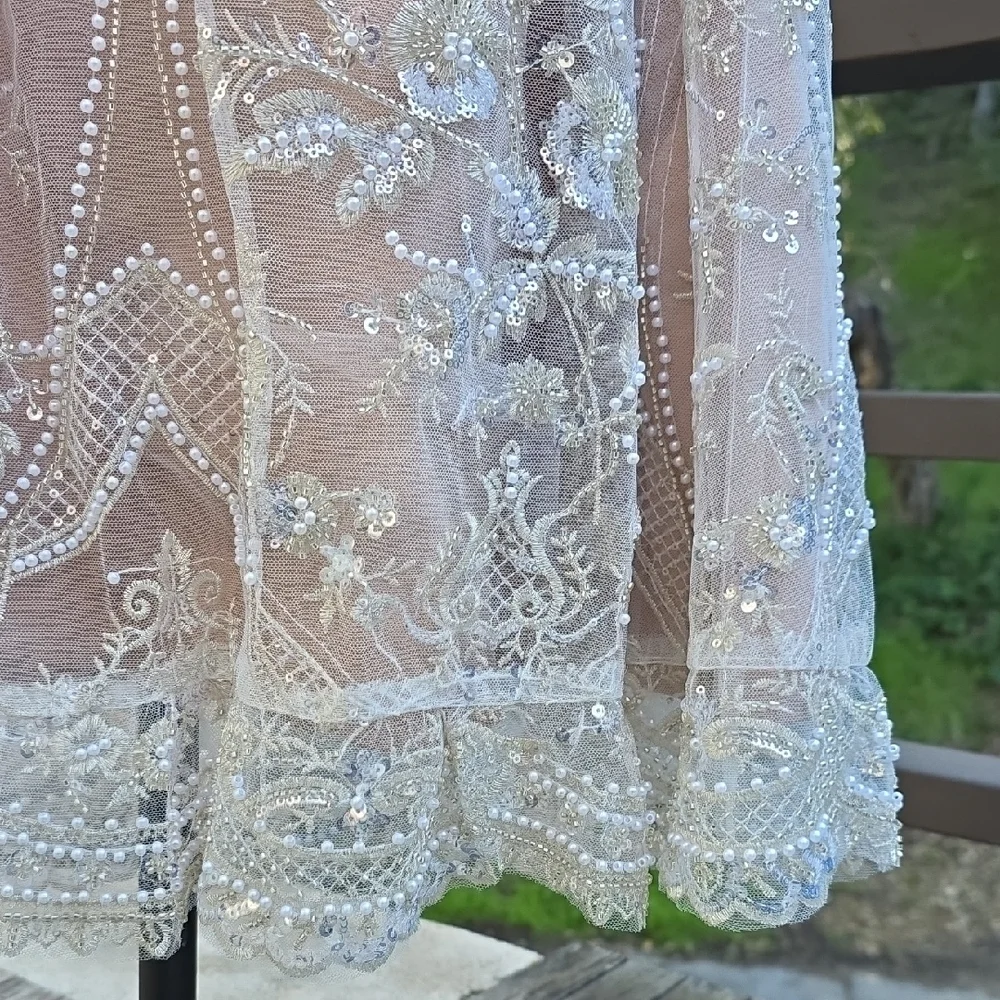 NWT $598 DRESS THE POPULATION SHERIDAN STRAPLESS GOWN DRESS IN WHITE & NUDE SZ S - Picture 7 of 11